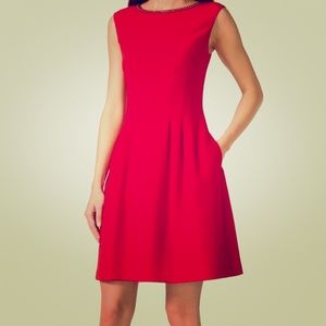 Vince Camuto embellished Red fit and flare dress